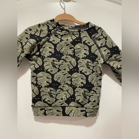 Mini munster Kids Black and Green Leaf Print sweatshirt size 3-6 months - Picture 4 of 4